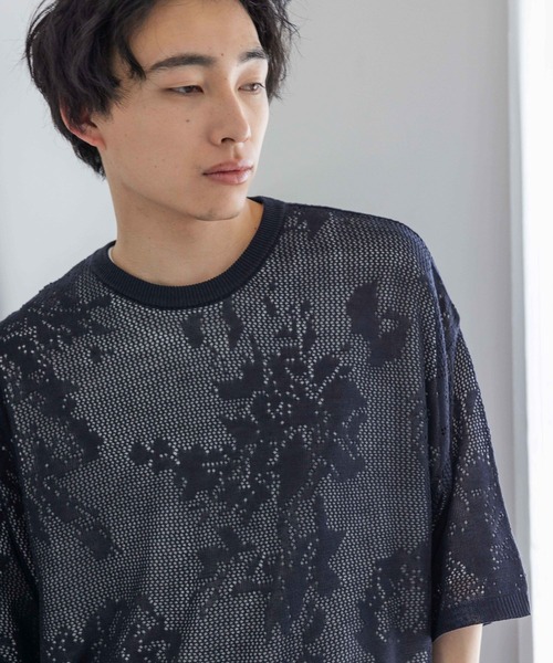LOWRYS FARM tシャツ メッシュフラワージャガードSS 121829