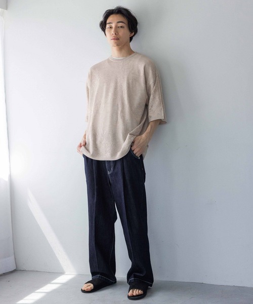 LOWRYS FARM tシャツ メッシュフラワージャガードSS 121829