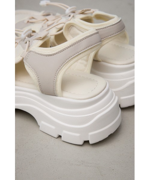 新品 moussy マウジー スポーツ ストラップ サンダル M ホワイト 厚底 AZUL BY MOUSSY サンダル T-STRAP SANDALS/Tストラップサンダル
