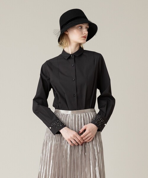 ブラウス シャツ 「LOULOU WILLOUGHBY」ビジューカフシャツ レディース