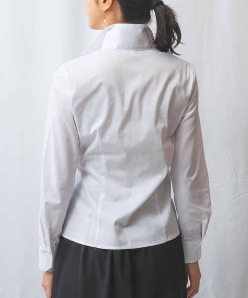 【NARACAMICIE】ツイル長袖スタンドカラーシャツ NARACAMICIE ブラウス シャツ 「NARACAMICIE」ツイル長袖