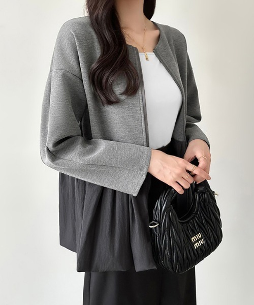 COCOMOMO ブルゾン アウター ペプラム ノーカラーブルゾン