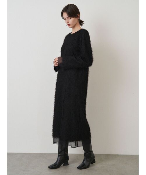 美品！　24AW　ELENDEEK　バックオープンフリンジワンピース　黒 ELENDEEK ワンピース バックオープンフリンジワンピース