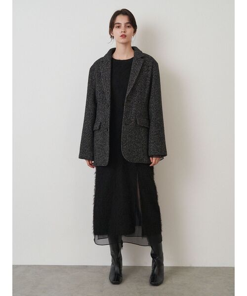 美品！　24AW　ELENDEEK　バックオープンフリンジワンピース　黒 ELENDEEK ワンピース バックオープンフリンジワンピース