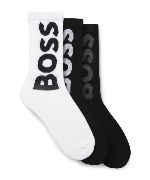 【めぐりん】HUGO BOSS Tシャツ＋ビジネス靴下 HUGO BOSS (ヒューゴボス) BOSSロゴ クルーネック 半袖 Tシャツ メンズ トップス