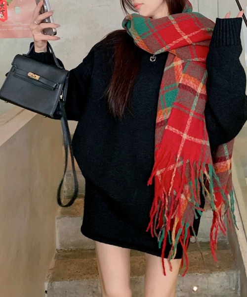2ly2 マフラー ストール ふんわりチェック柄マフラー レディース