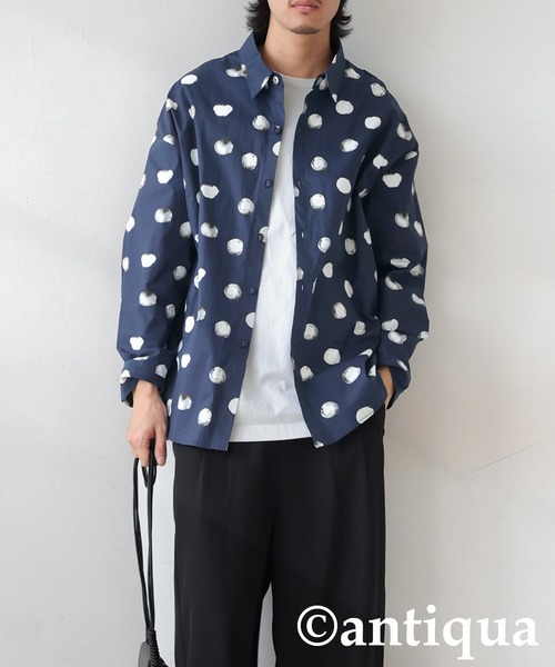 CITY SHOP ドットシャツ シャツ ブラウス ドット 水玉 ドット柄シャツ レトロ ブラウス 水玉模様 大人 上品 トップス