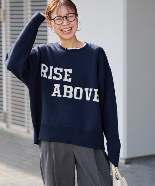 ニット セーター RISE ABOVEロゴニット レディース