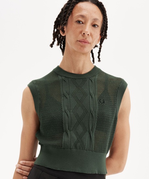 ベスト ジレ Textured Knitted Vest／テクスチャーニットベスト レディース