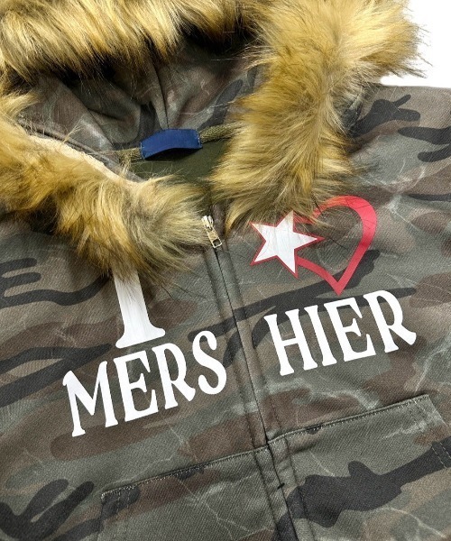 XU パーカー 「Never mind the XU」camouflage fur hood zipup hoodie 
