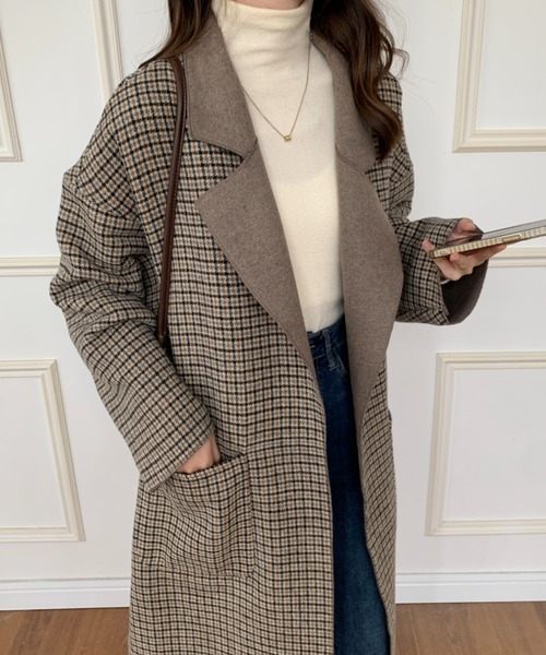 「ECLIN」 チェスターコート FREE チャコールグレー レディース_画像2