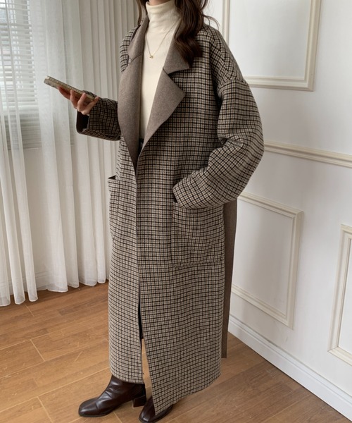 「ECLIN」 チェスターコート FREE チャコールグレー レディース_画像3