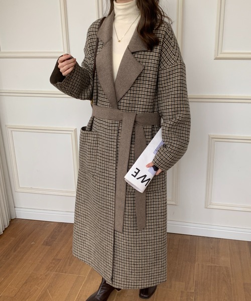 「ECLIN」 チェスターコート FREE チャコールグレー レディース_画像6