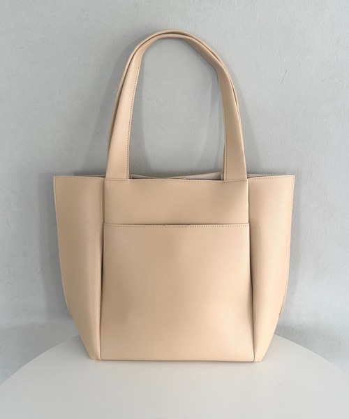 トートバッグ 「A4収納可」PU外ポケット付きトートバッグ ビジネス