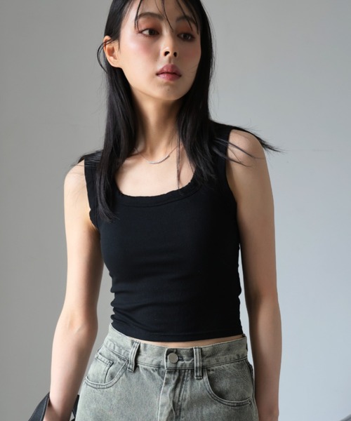 ULYSSES タンクトップ ノースリーブ 「ブラトップ」カップ付きスクエア