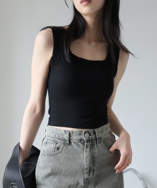 ULYSSES タンクトップ ノースリーブ 「ブラトップ」カップ付きスクエア