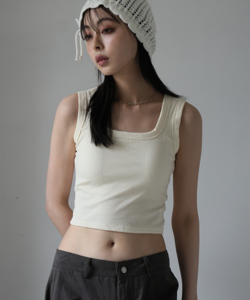 ULYSSES タンクトップ ノースリーブ 「ブラトップ」カップ付きスクエア