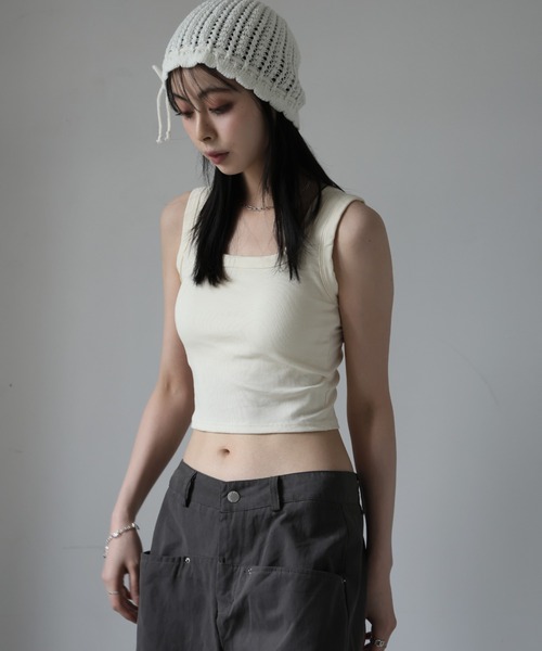 ULYSSES タンクトップ ノースリーブ 「ブラトップ」カップ付きスクエア