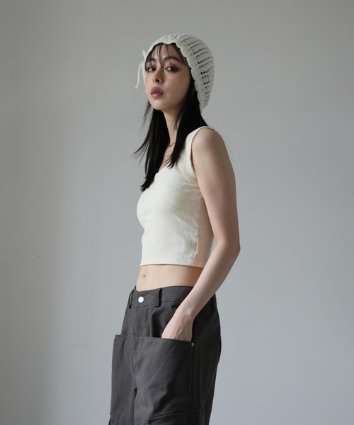 ULYSSES タンクトップ ノースリーブ 「ブラトップ」カップ付きスクエア