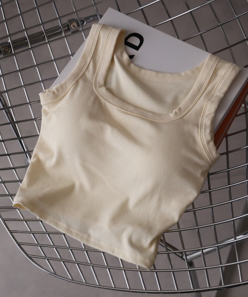 ULYSSES タンクトップ ノースリーブ 「ブラトップ」カップ付きスクエア