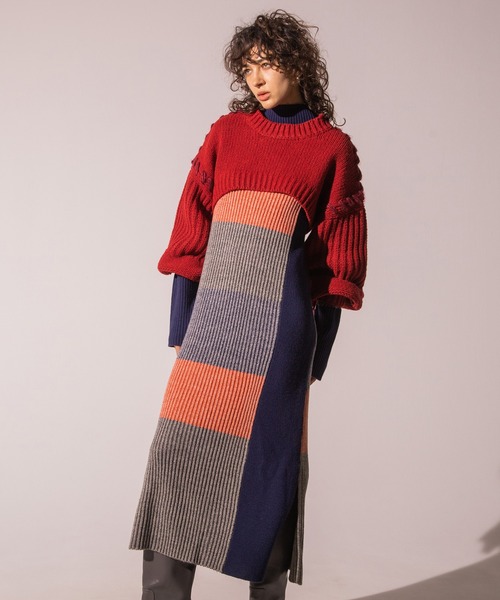 AULA AILA（アウラ アイラ） ニットワンピース 0 オレンジ レディース