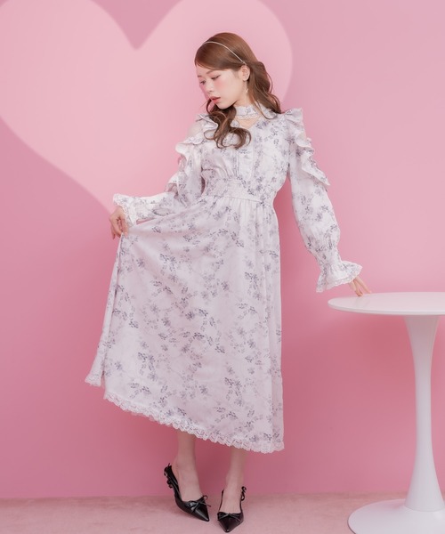 uuuuui様線 ワンピース シフォンサーキュラーワンピース