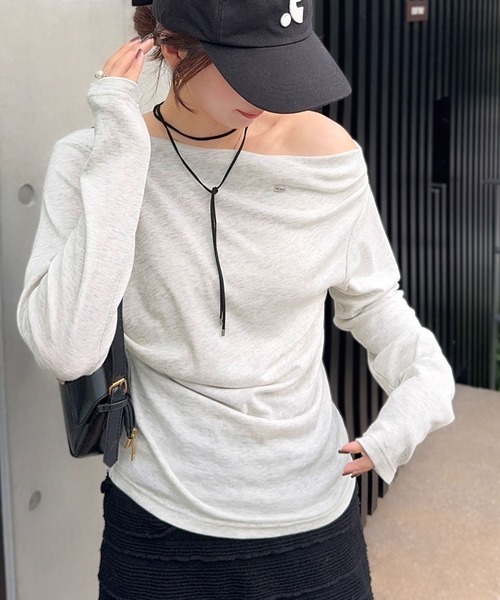 tシャツ 「mily bilet」アシメデザインで美しく。シェルボタン使いドレープカットソー（長袖） レディース | mily bilet | 03