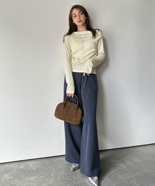 tシャツ 「mily bilet」アシメデザインで美しく。シェルボタン使いドレープカットソー（長袖） レディース | mily bilet | 09