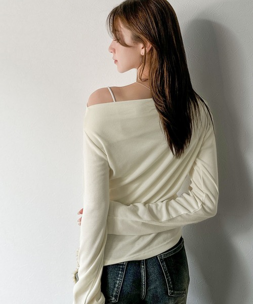 tシャツ 「mily bilet」アシメデザインで美しく。シェルボタン使いドレープカットソー（長袖） レディース | mily bilet | 10
