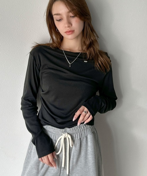 tシャツ 「mily bilet」アシメデザインで美しく。シェルボタン使いドレープカットソー（長袖） レディース | mily bilet | 16