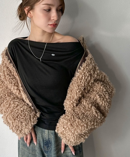 tシャツ 「mily bilet」アシメデザインで美しく。シェルボタン使いドレープカットソー（長袖） レディース | mily bilet | 19