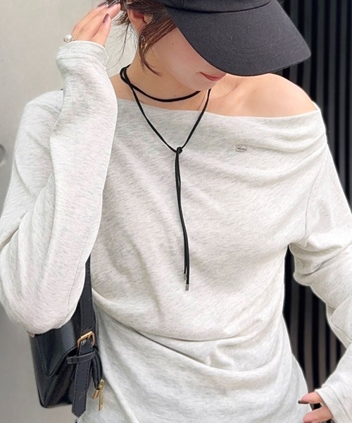 tシャツ 「mily bilet」アシメデザインで美しく。シェルボタン使いドレープカットソー（長袖） レディース | mily bilet | 21