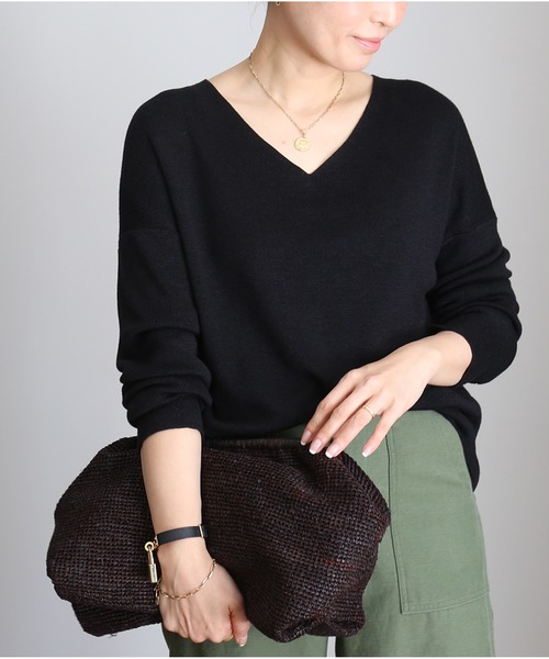 Deuxieme Classe Vネックニット ブラック フリーサイズ Deuxieme Classe 「Deuxieme Classe」 Vネックニット FREE