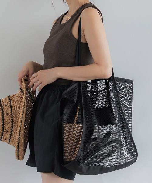 メッシュトートバッグ　ブラック coca トートバッグ メッシュトートバッグ レディース : ZOZOTOWN