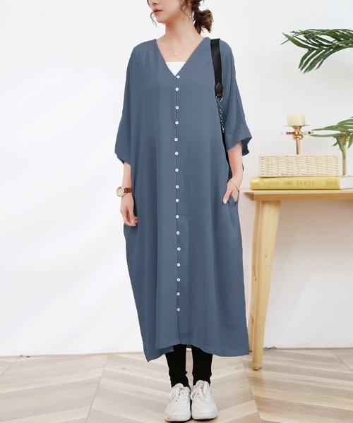 ワンピース Vネックフロントボタンロングワンピース : ZOZOTOWN Yahoo