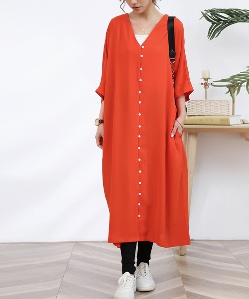 ワンピース Vネックフロントボタンロングワンピース : ZOZOTOWN Yahoo