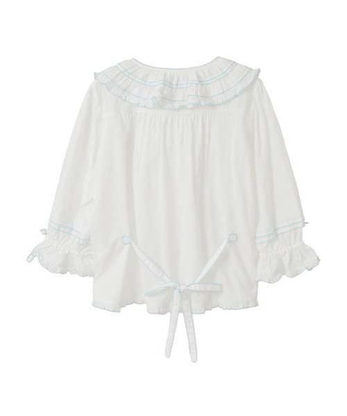 美品♡ピンクハウス　ブラウス　三つ葉と花束　リボン　フリル　レース　きなり 美品♡ピンクハウス ブラウス 三つ葉と花束 リボン フリル