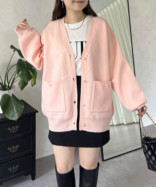 「prose verse」 ニットカーディガン MEDIUM ピンク レディース