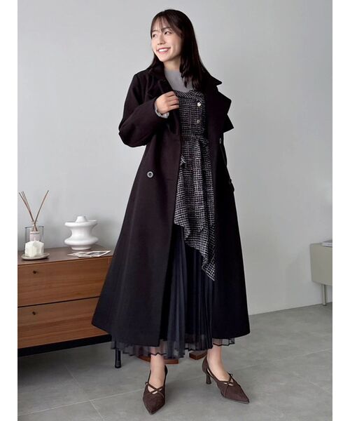 dazzlin オフショルアシメトレンチワンピース　ボルドーM 今期 dazzlin ワンピース オフショルアシメトレンチワンピース