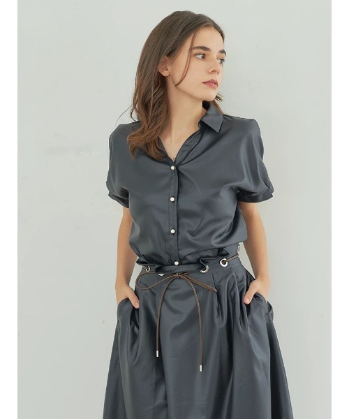 「TONAL」 半袖シャツ 38 ネイビー レディース