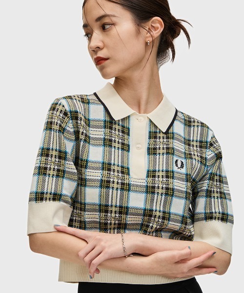 FRED PERRY ポロシャツ ポロ Tartan Knitted Polo Shirt
