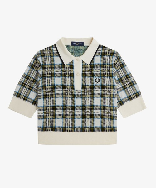 ハ*迎様 【希少】FRED PERRY 半袖　ニット　ポロシャツ チェック レデ ハ*迎様 【希少】FRED PERRY 半袖 ニット ポロシャツ チェック レデ