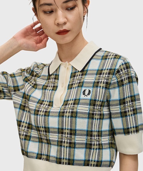 FRED PERRY ニットポロシャツ　レディース FRED PERRY ポロシャツ ポロ Tartan Knitted Polo Shirt