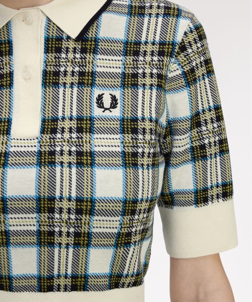 【海】FREDPERRYニット ポロシャツ タータンチェック FRED PERRY ポロシャツ ポロ Tartan Knitted Polo Shirt