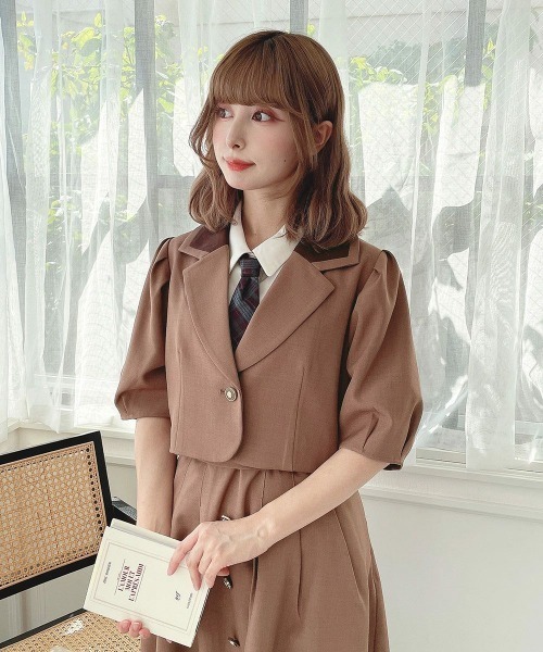 F i.n.t（フィント） セットアップ 釦使いパフスリーブジャケット