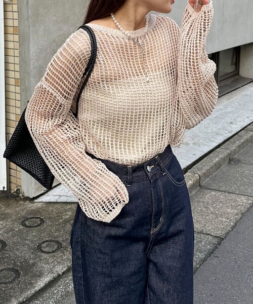 「fredy emue」 長袖ニット 38 アイボリー レディース_画像7