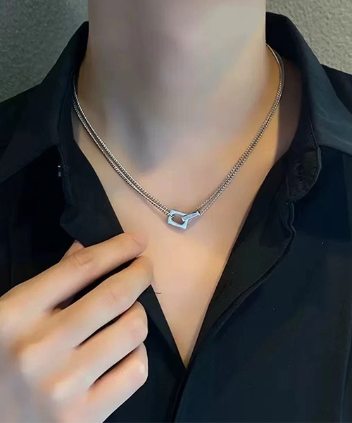 ネックレス 二連チェーンモチーフトップネックレス/メンズ(T3) メンズ