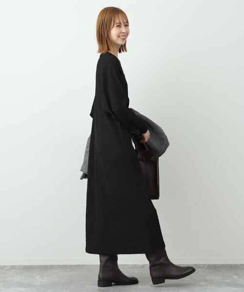 SLOBE IENA(IENA SLOBE) / 長袖ワンピース/FREE/ポリエステル/BLK/無地/24-040-912-2280-3-0 SLOBE IENA（スローブイエナ） 長袖ワンピース FREE ブラック