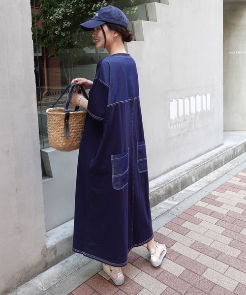 CORNERS（コーナーズ） 半袖ワンピース FREE ネイビー レディース