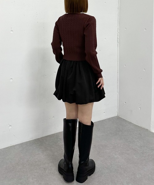 archives（アルシーヴ） ニット セーター ロゴ刺繍ケーブルニットプル